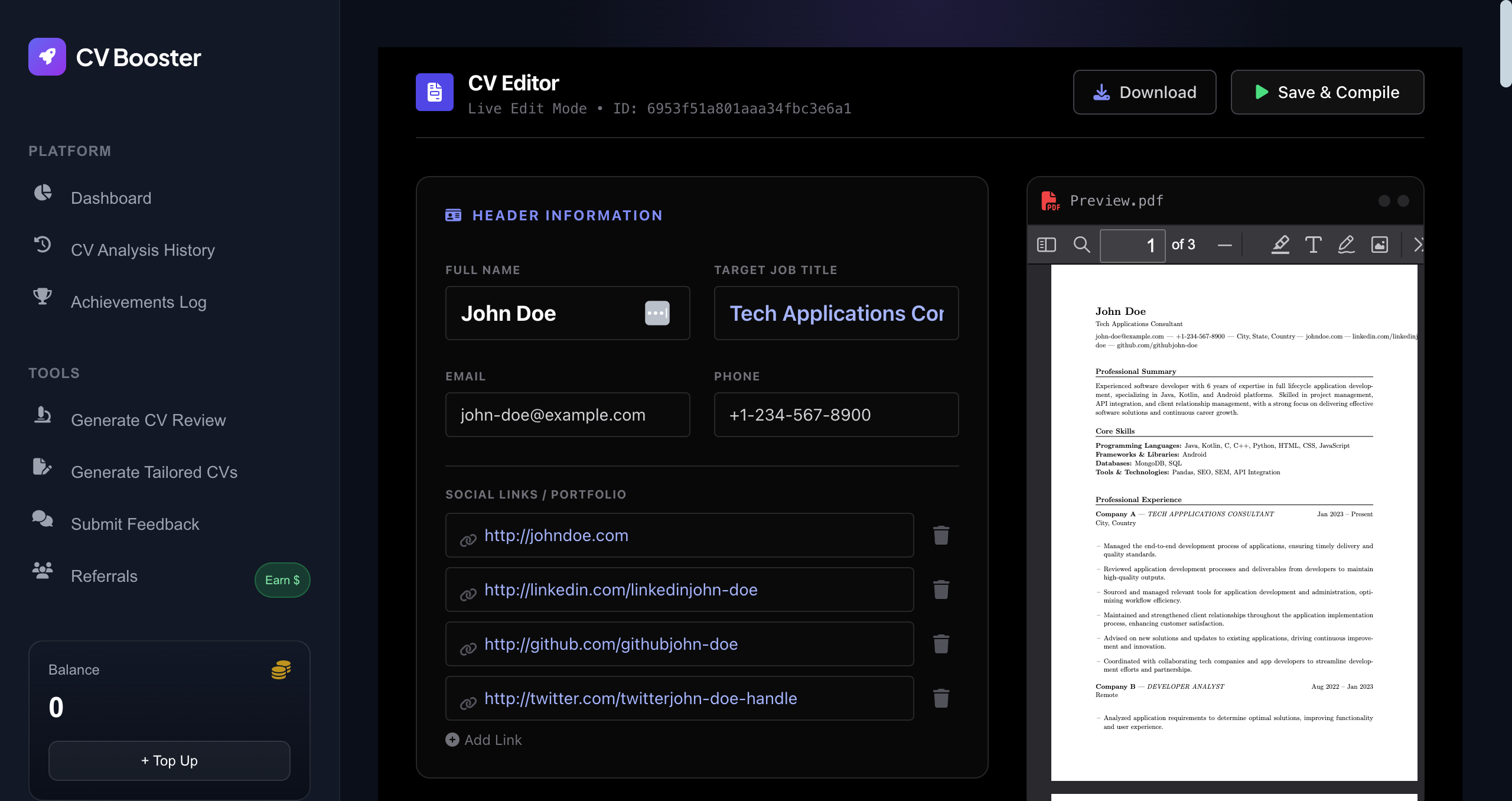 CV Booster screenshot 2