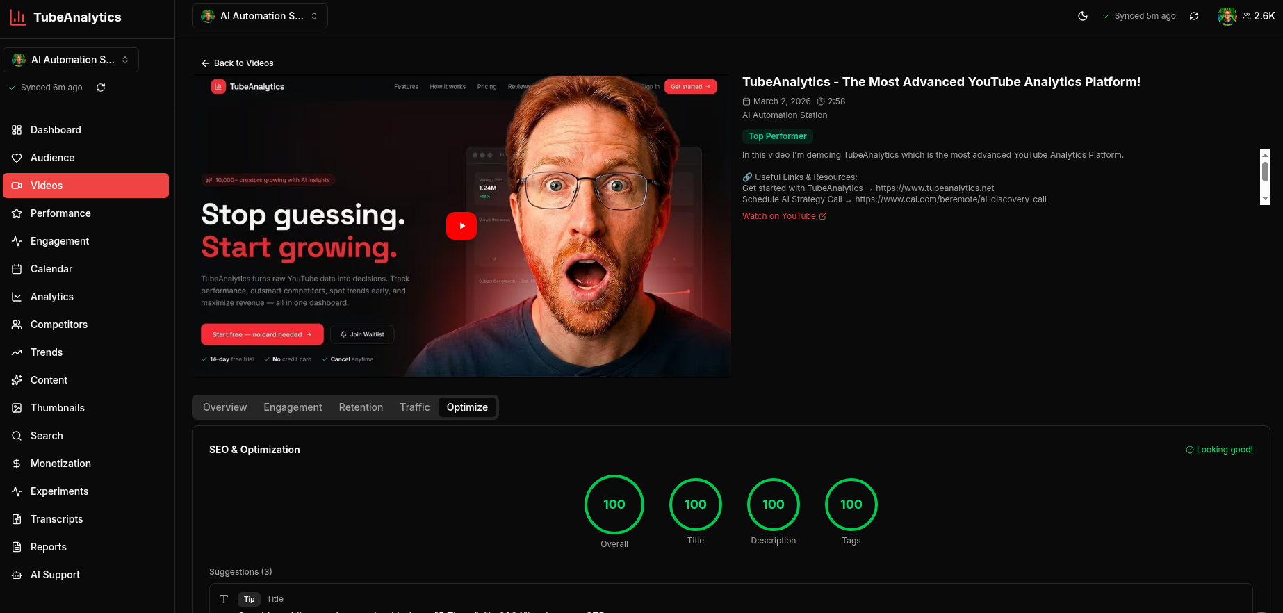 TubeAnalytics screenshot 1