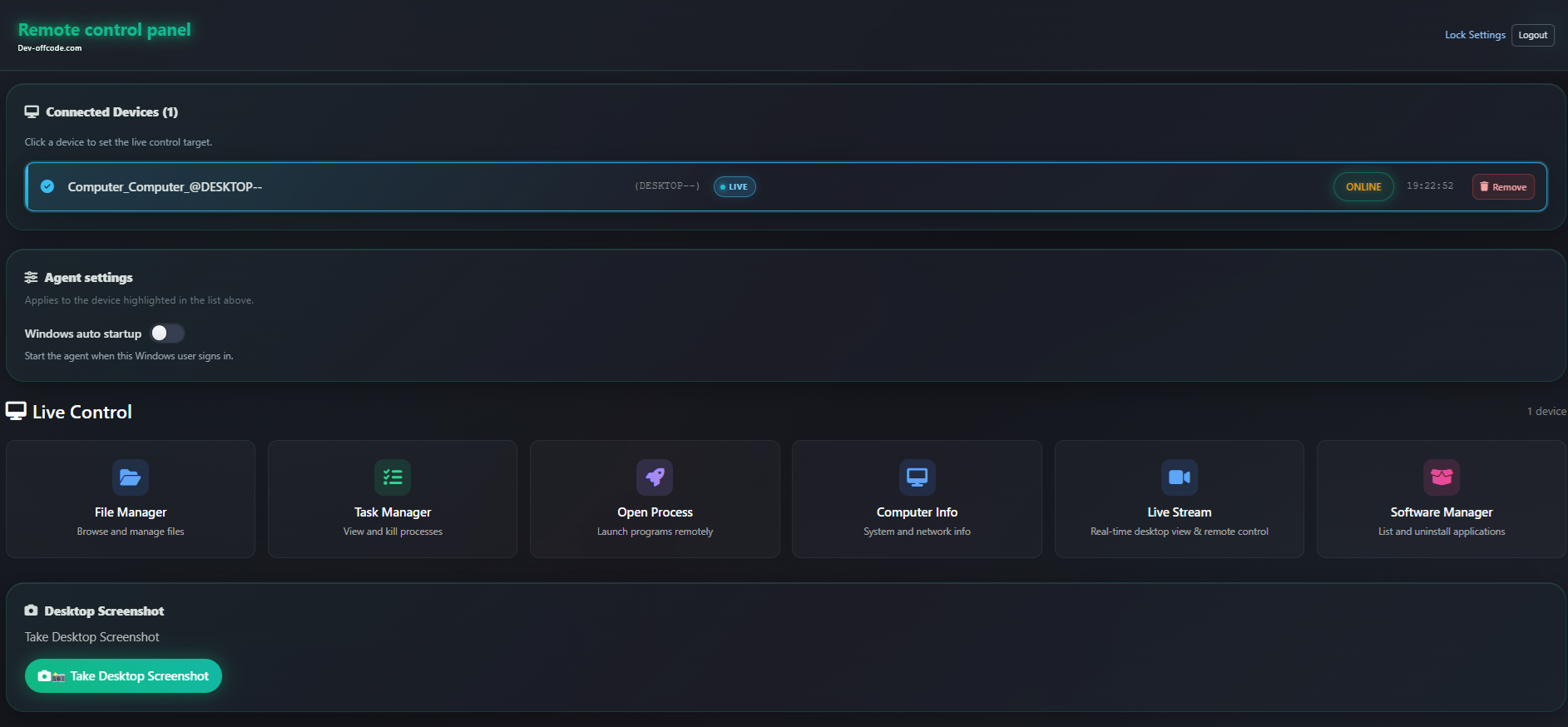 OffCode Web remote control system