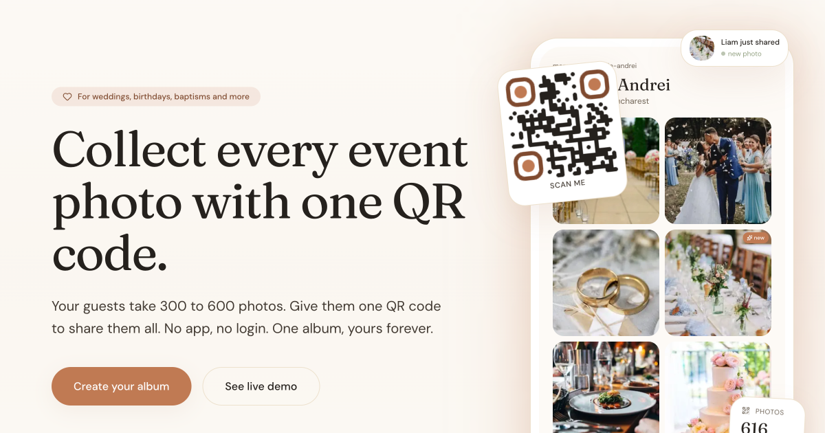 Memo — Collect Wedding & Event Photos with QR screenshot 1